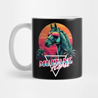 Retro Wave Miami Mustang Horse Design Mug